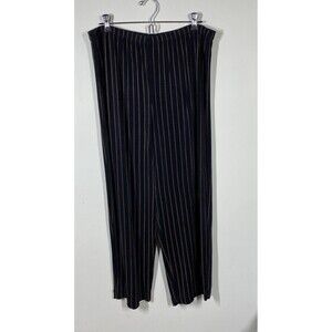 Chico's Size 3 XL Travelers Black Striped Elastic Waist Jersey Knit Slinky Pants